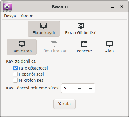 Registrazione dello schermo con Kazam