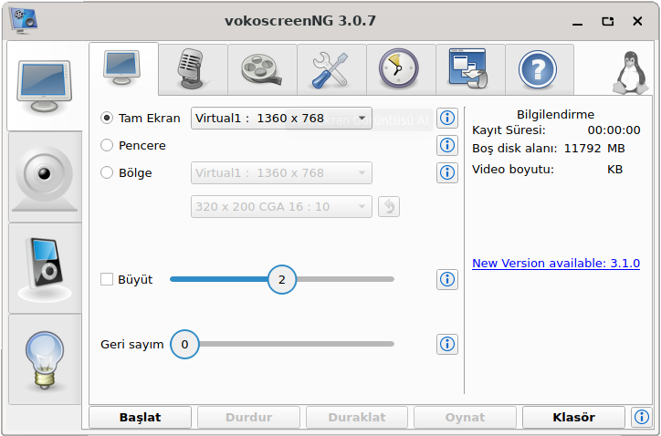 Screen recording with Vokoscreen