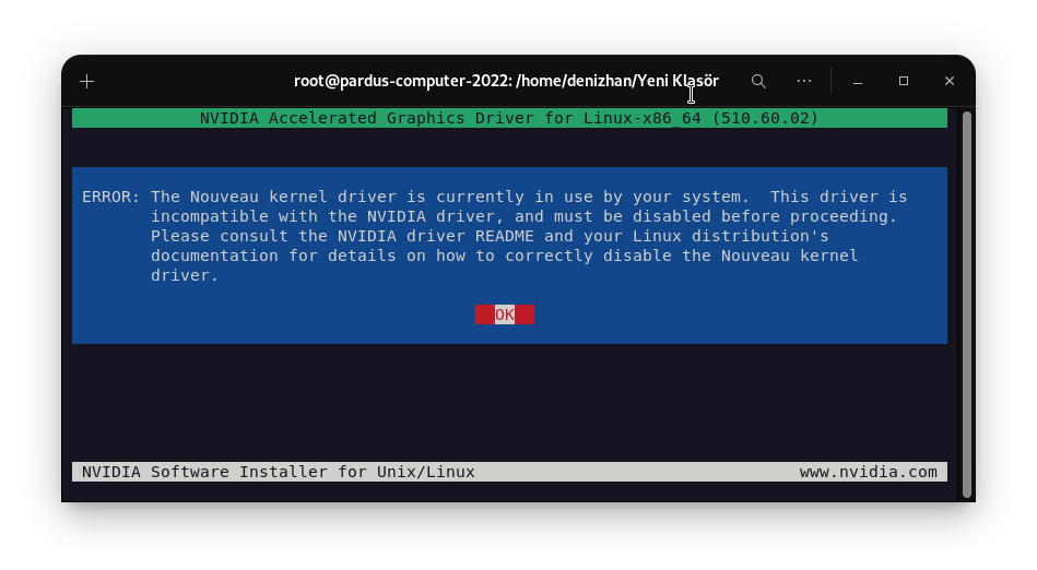 Nvidia Software installer ile kurulum
