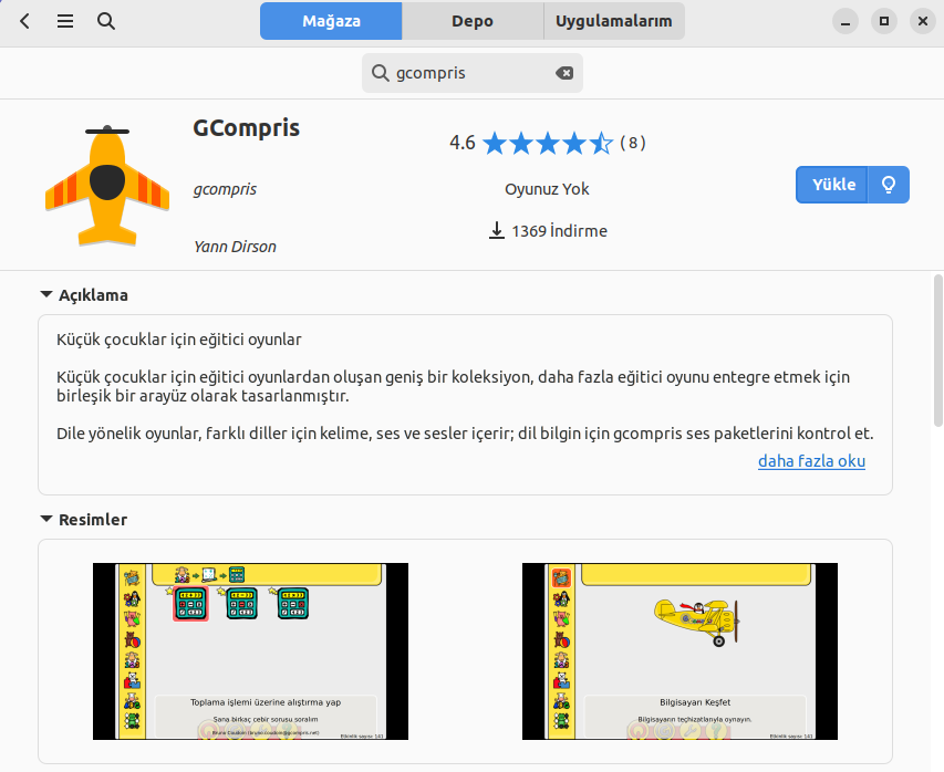 Pardus yazılım merkezinden bir görüntü