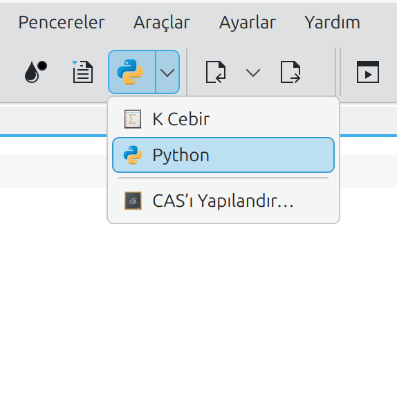 Pencere araç çubuğundan Python defteri ekleme menüsü