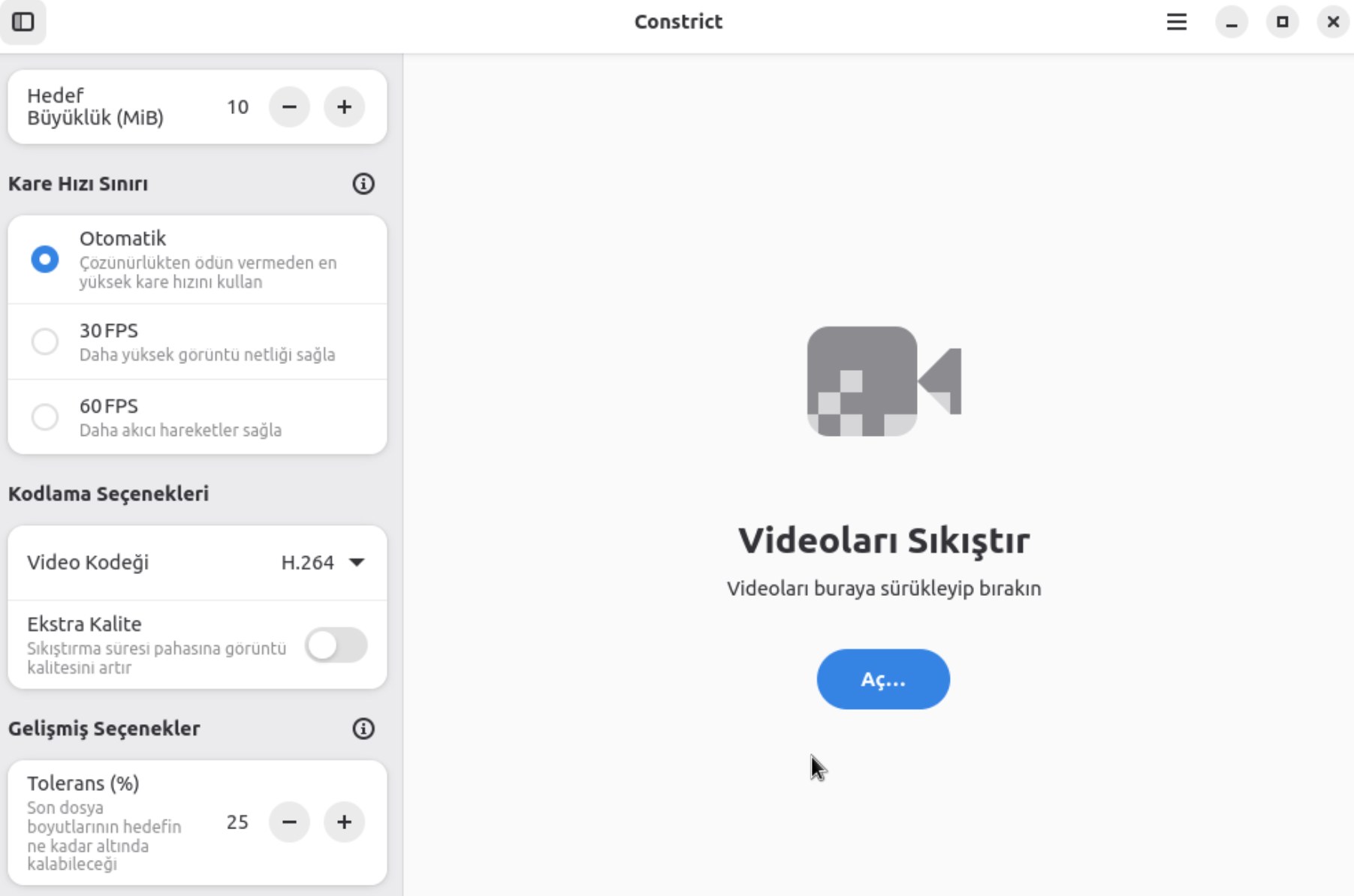 Constrict uygulaması ekran görüntüsü