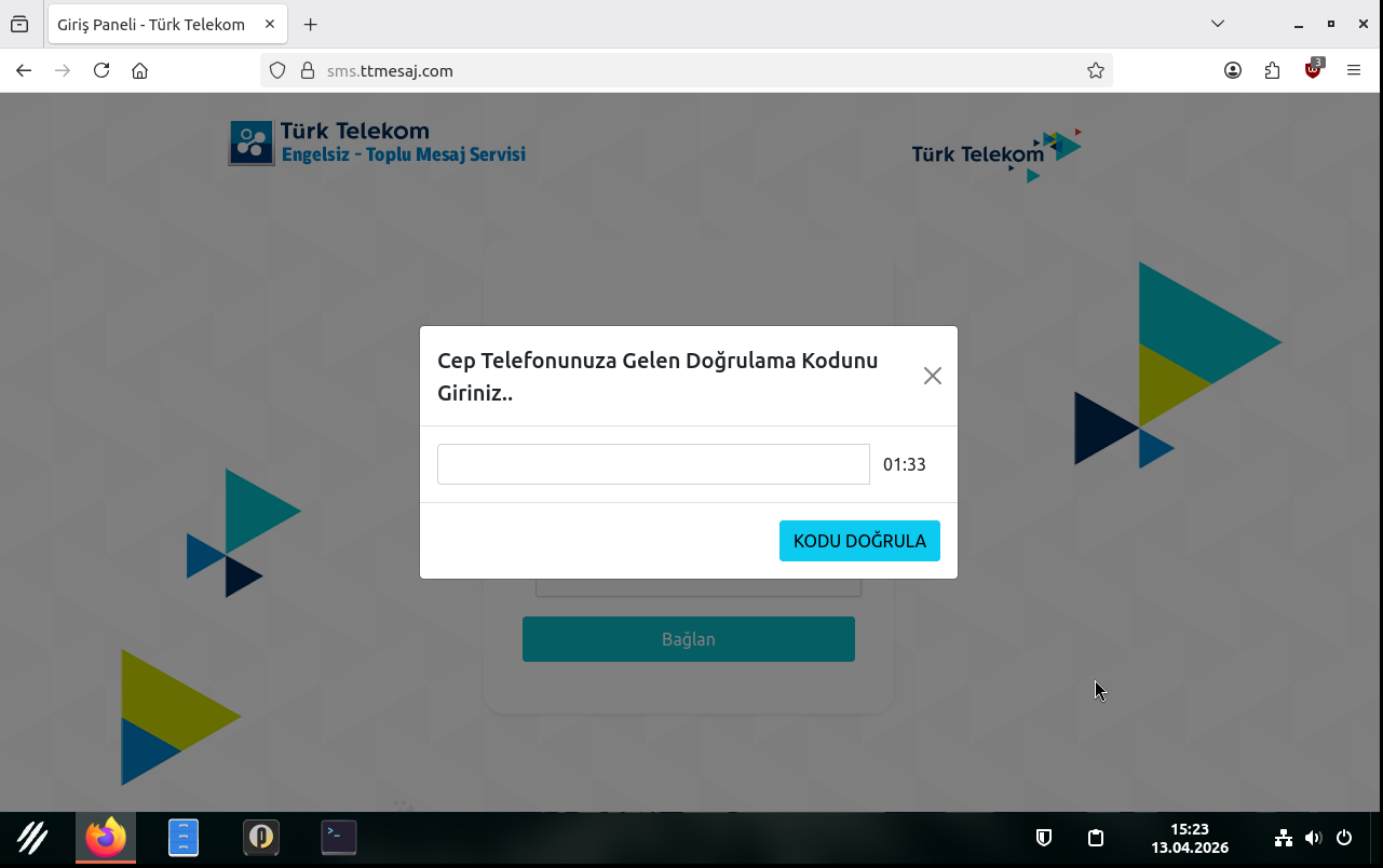 ttmesaj sms code